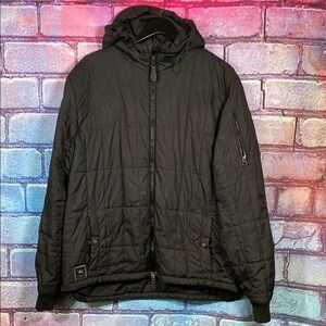 Men's Black Quilted Jacket Coat Full Zip Size XXL